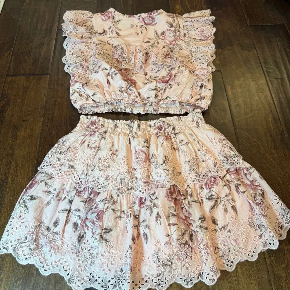 Gap X Loveshackfancy Flutter Top and Ruffle Skirt Matching Set Girls size XXL
